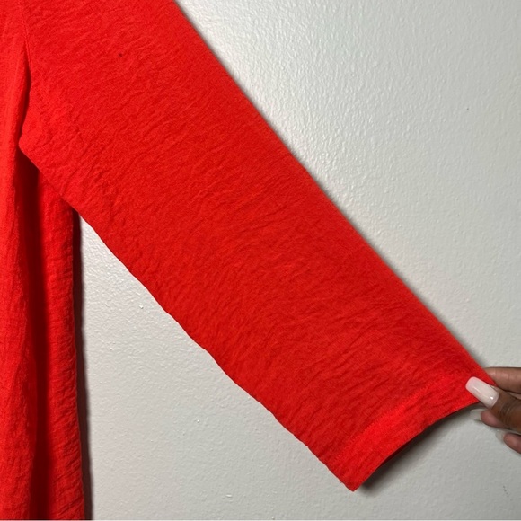 John Mark Women 100% Linen Jacket Tunic Top Medium Red Lagenlook Textured - Picture 2 of 11